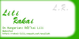 lili rakai business card